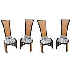 Four Vienna Straw Deco Chairs, 1940s