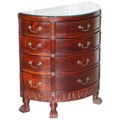 Small Solid Mahogany Demilune Bow Fronted Chest of Drawers, Side Lamp Table