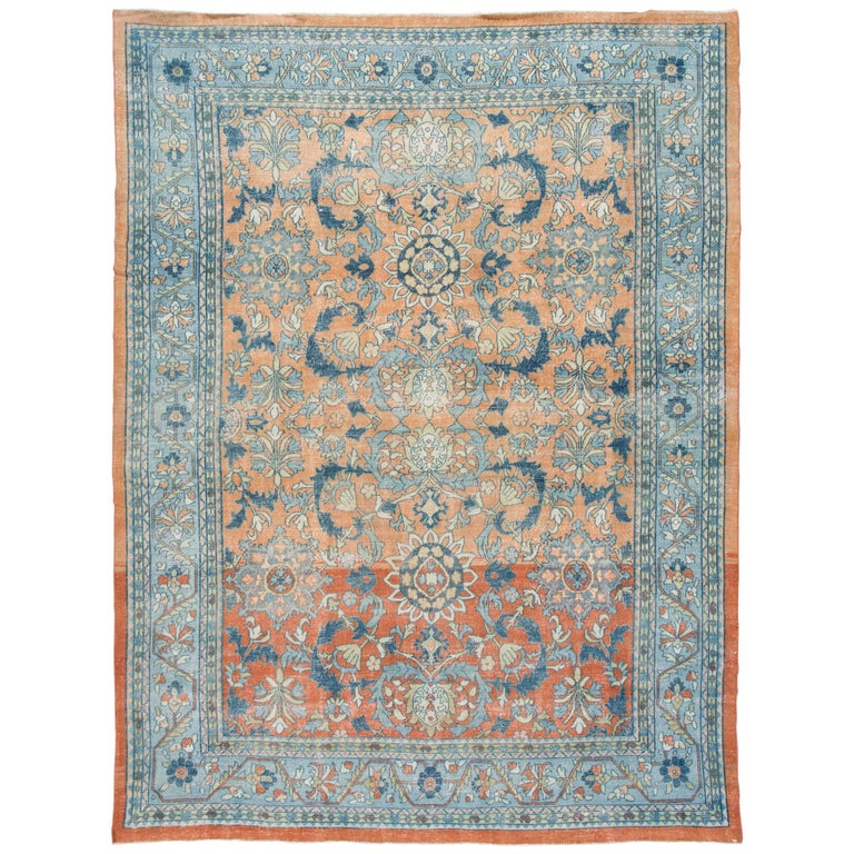 Vintage Distressed Blue Persian Carpet For Sale at 1stdibs