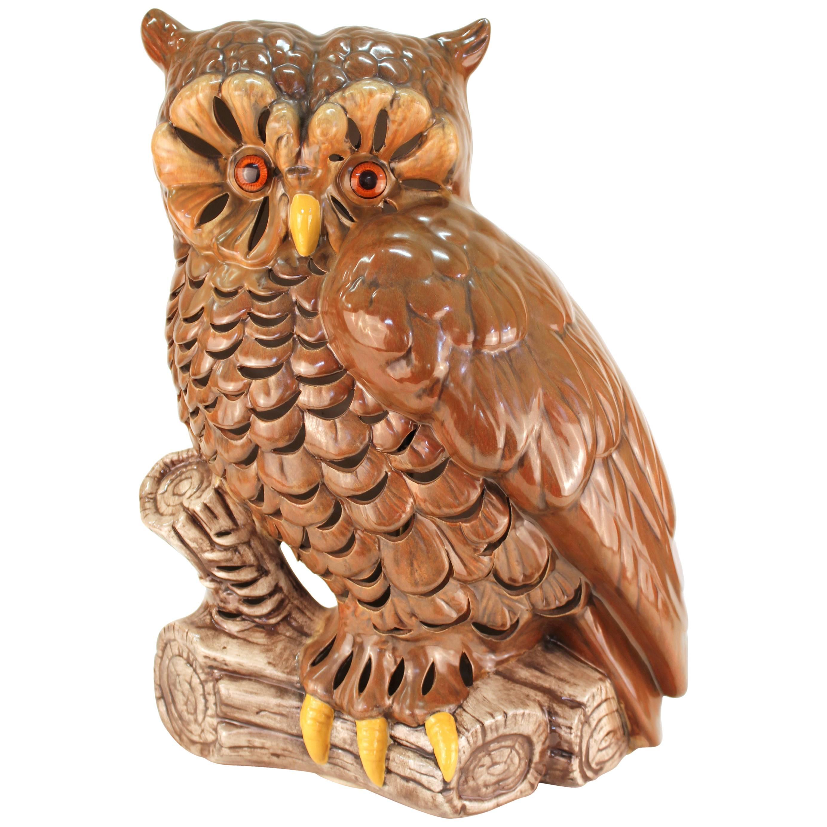 Midcentury Ceramic Owl Table Lamp