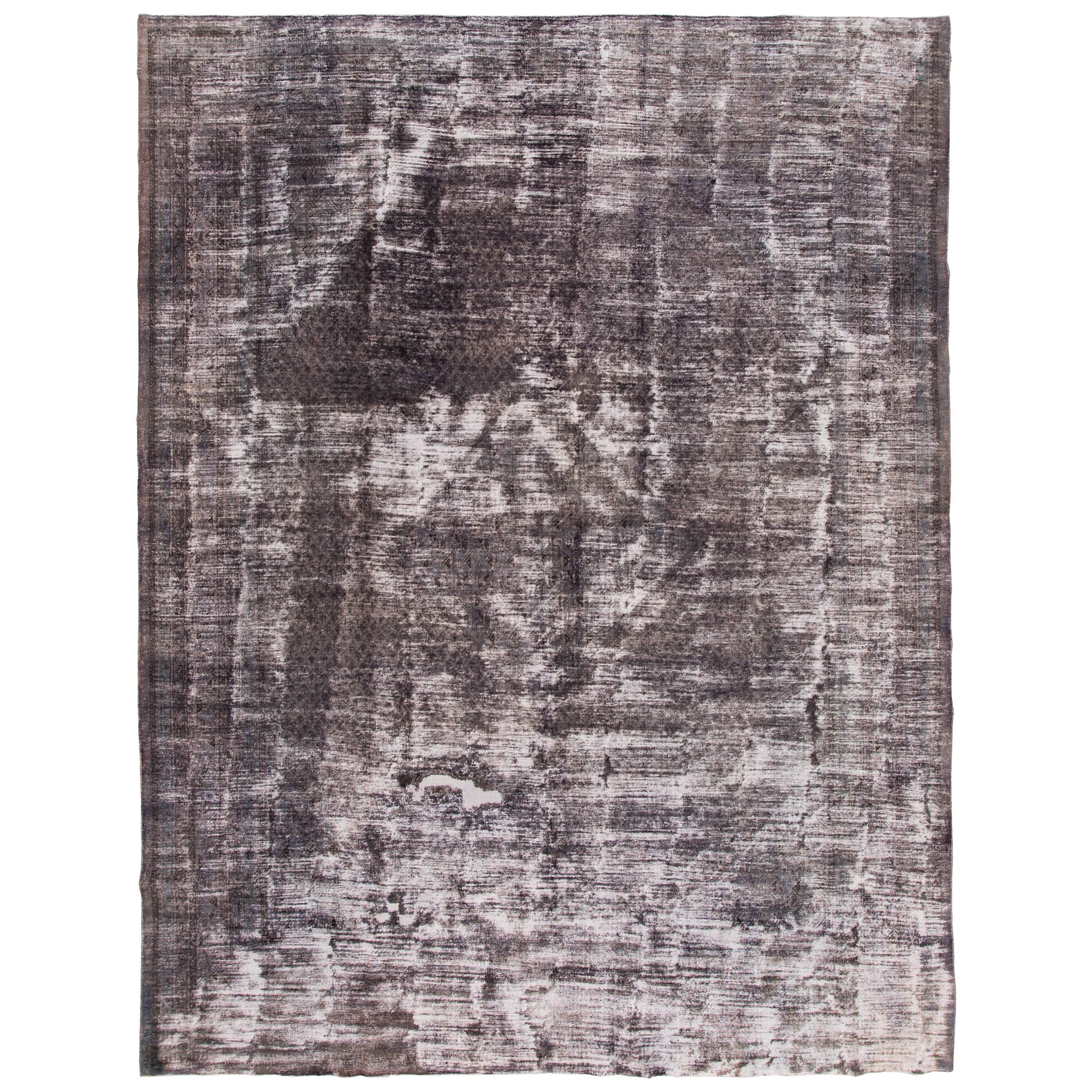 Alfombra persa tabriz vintage gris desgastada