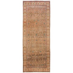 Vintage Distressed Beige Persian Tabriz Carpet