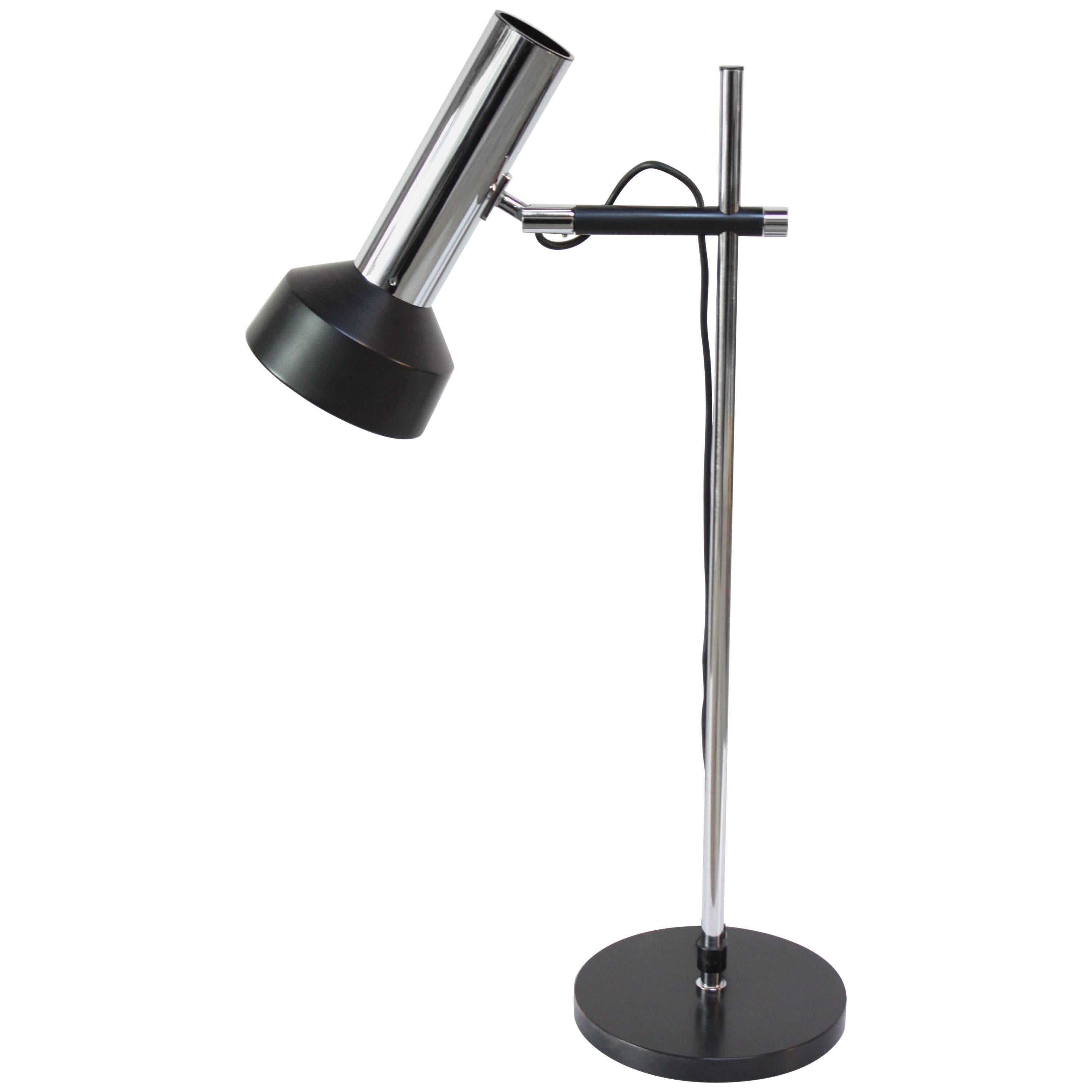 Danish Chrome and Metal Adjustable Table Lamp For Sale