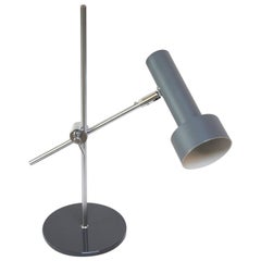 Petite Danish Modern Articulating Table Lamp in Chrome and Metal