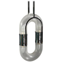 Aldo Nason Murano Glass and Chromed Metal Ring Chandelier