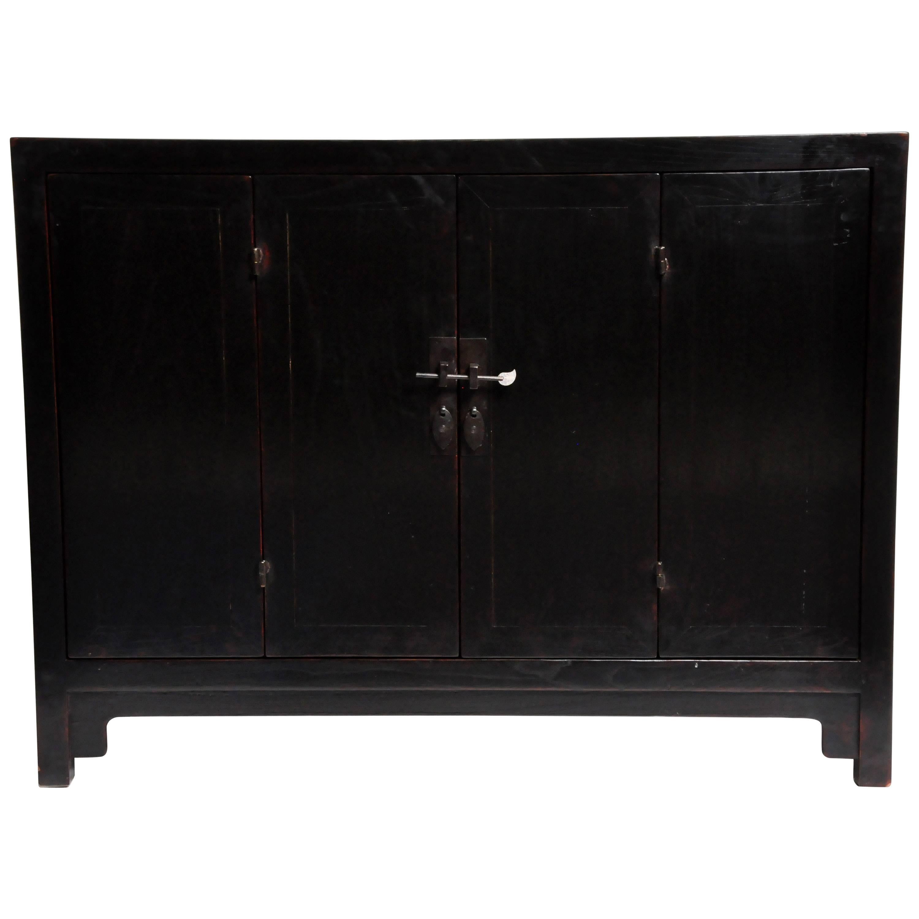 Chinese Side Chest with Bi-Folding Doors and a Shelf