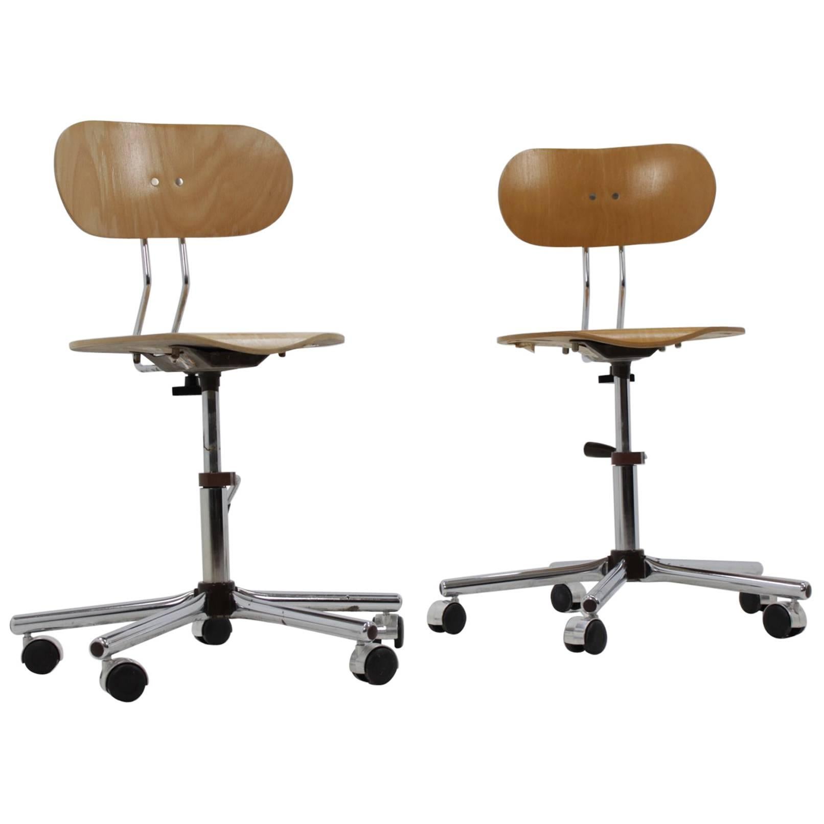 Set of Industrial Chrome Office Chairs