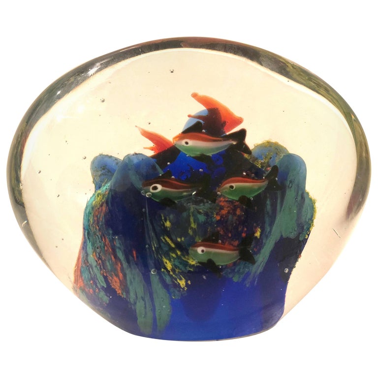 A Rare And Large Murano Glass Aquarium Glass Fish Sculpture Huge