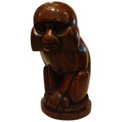 Art Deco Wooden Carved Monkey - Singe, France, 1924, Sandoz