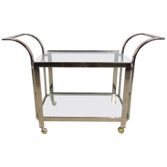 Vintage Stylish Mid Century Modern Brass Serving Cart