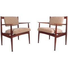 Pair of Vintage Walnut Lounge Chairs by Jens Risom Design