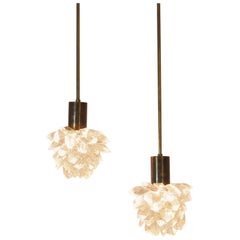 Pair of Italian Midcentury  Pendants  with Cutted Crystal Gemme, Milano 1980s