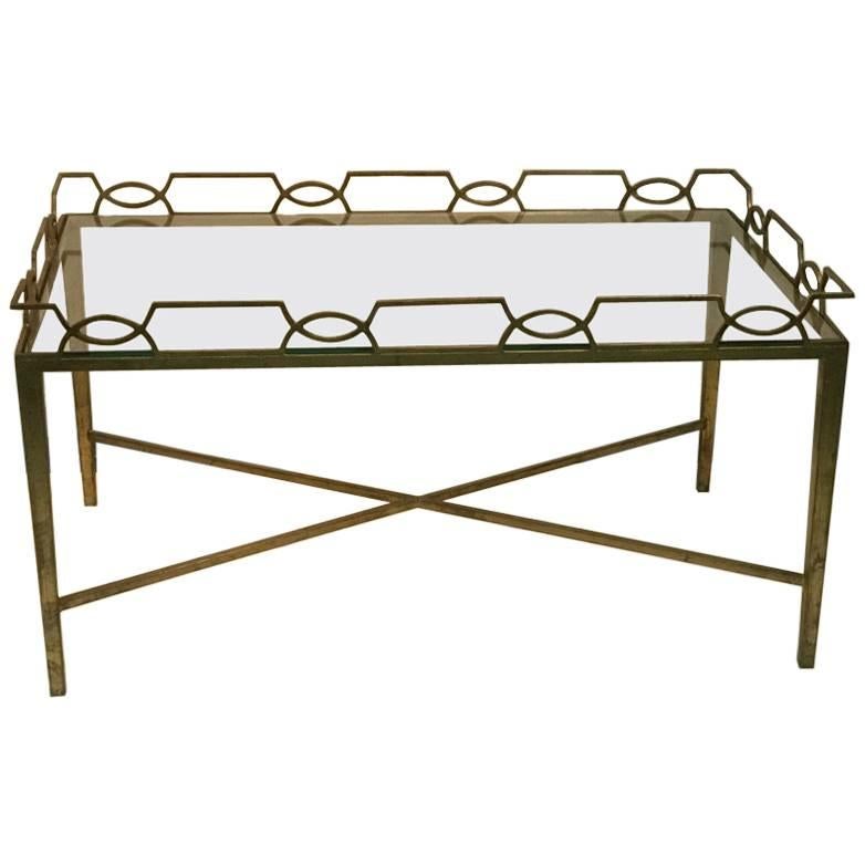 1940s Moderne Gilt Metal Coffee Table For Sale