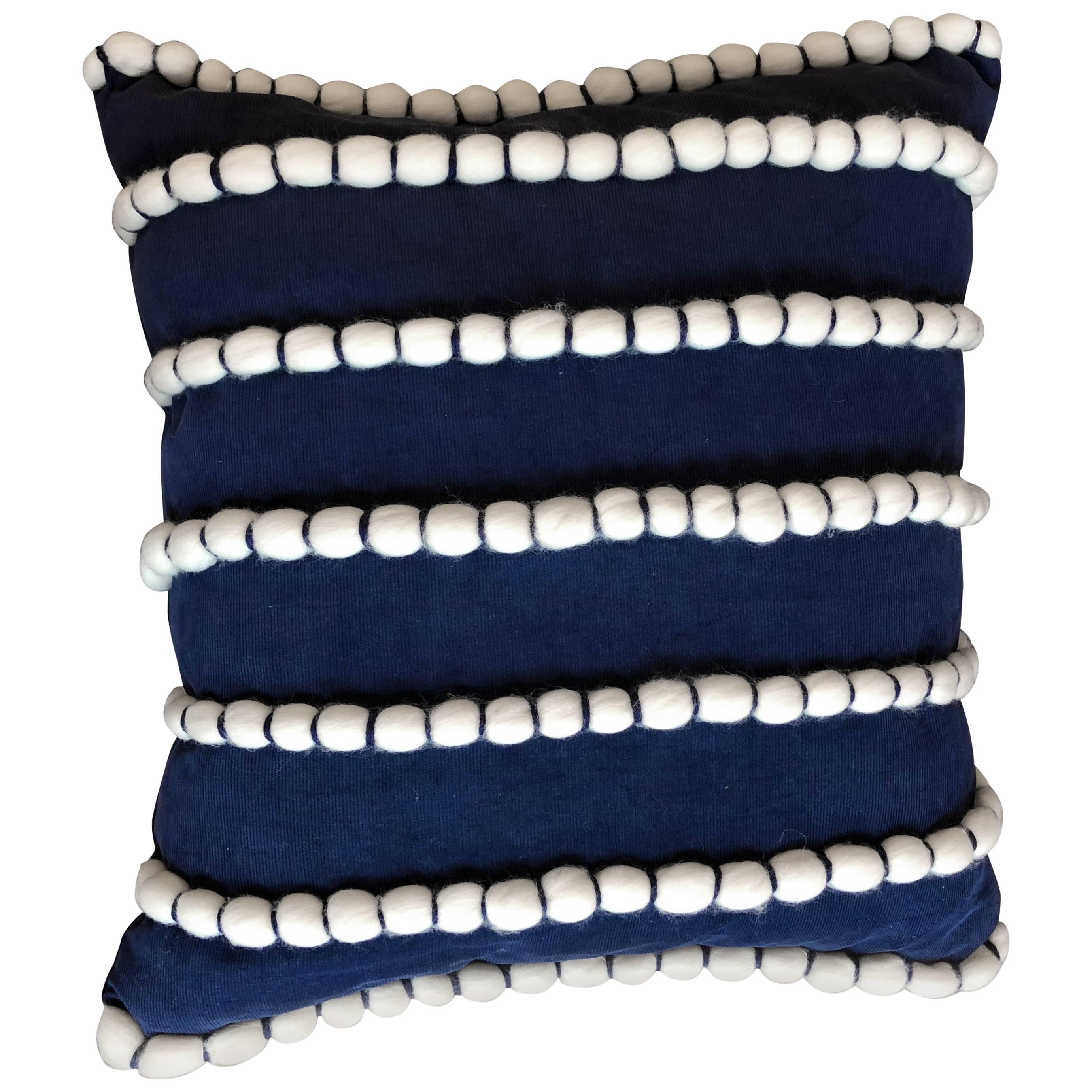 “ Lido “ Blue Wool Pillow by Le Lampade 
