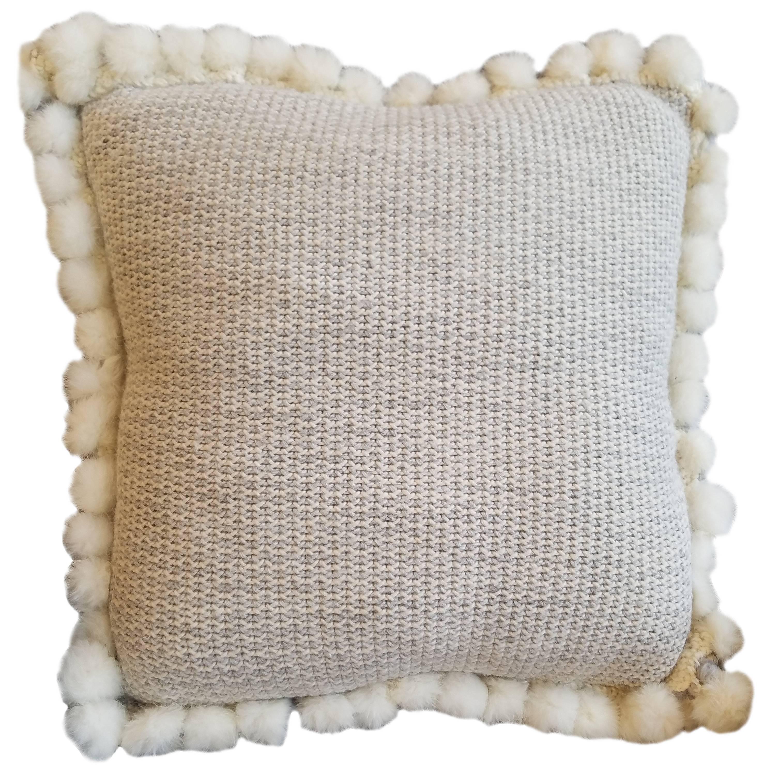 Handwoven Merino Wool Pillow with Angora Trim by Le Lampade