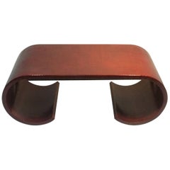 Deep Red Modern Sculptural Lacquered Scroll Coffee Table