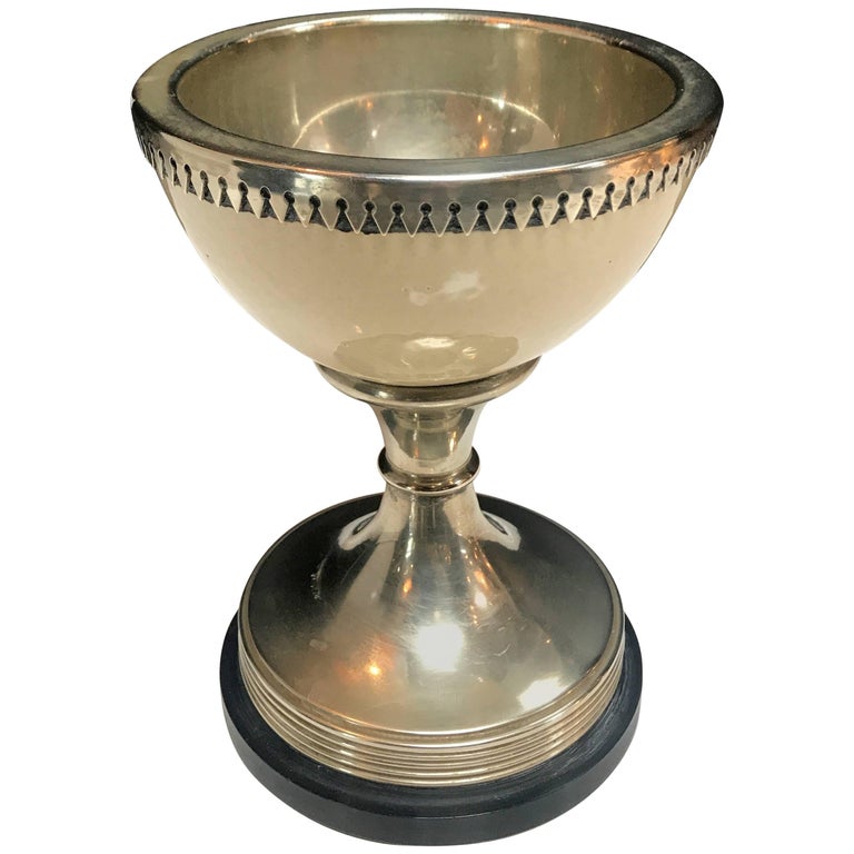 Ostrich Egg Bowl Enameled on Silver Stand at 1stDibs