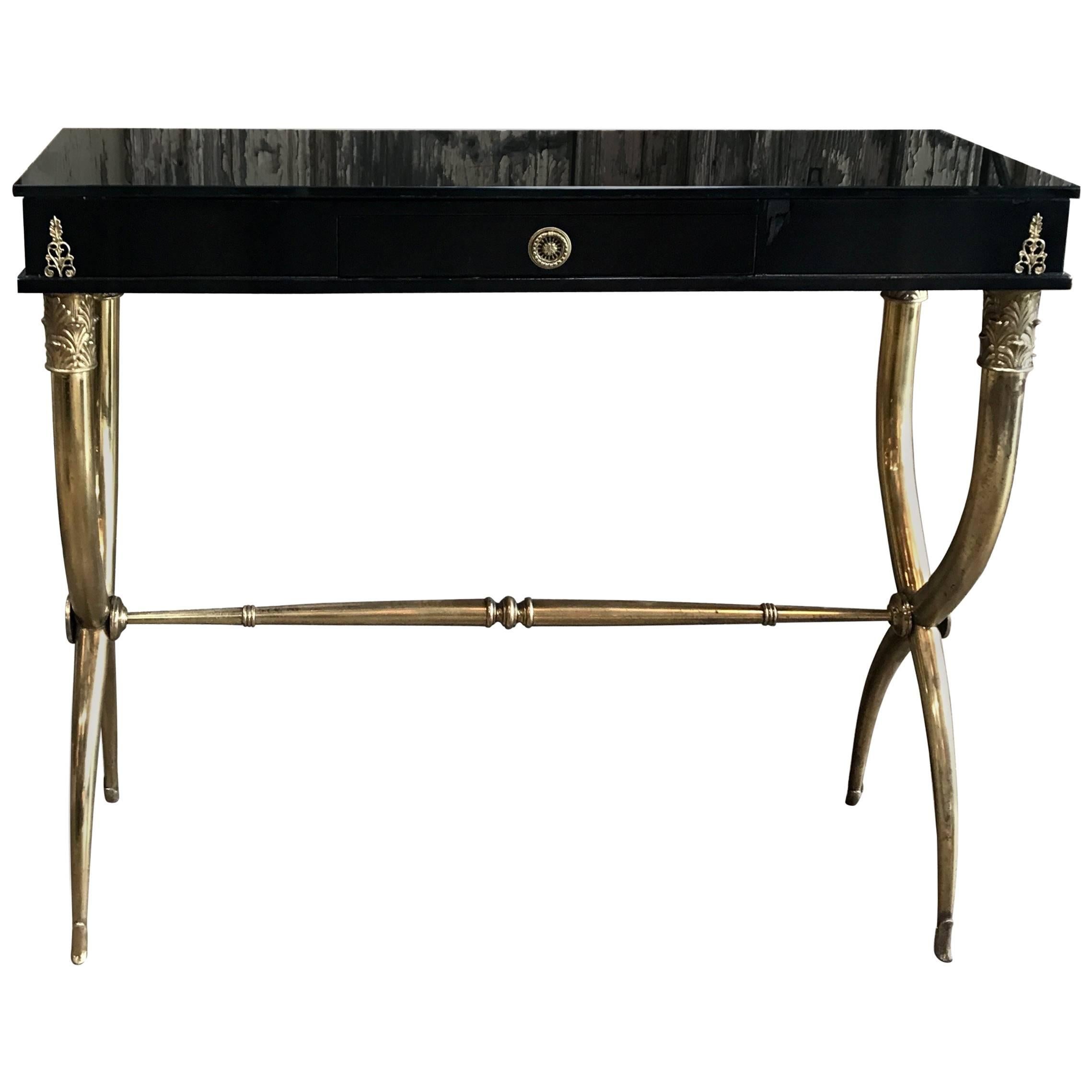 1950s Console Table Italian with Brass Legs