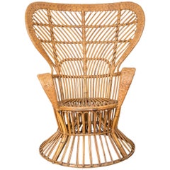 Lio Carminati Midcentury Italian Bamboo and Rattan Armchair 