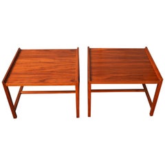 Pair of Teak Minimalist Side Tables with Flared Sides, Brode Blindheim 'Norway'