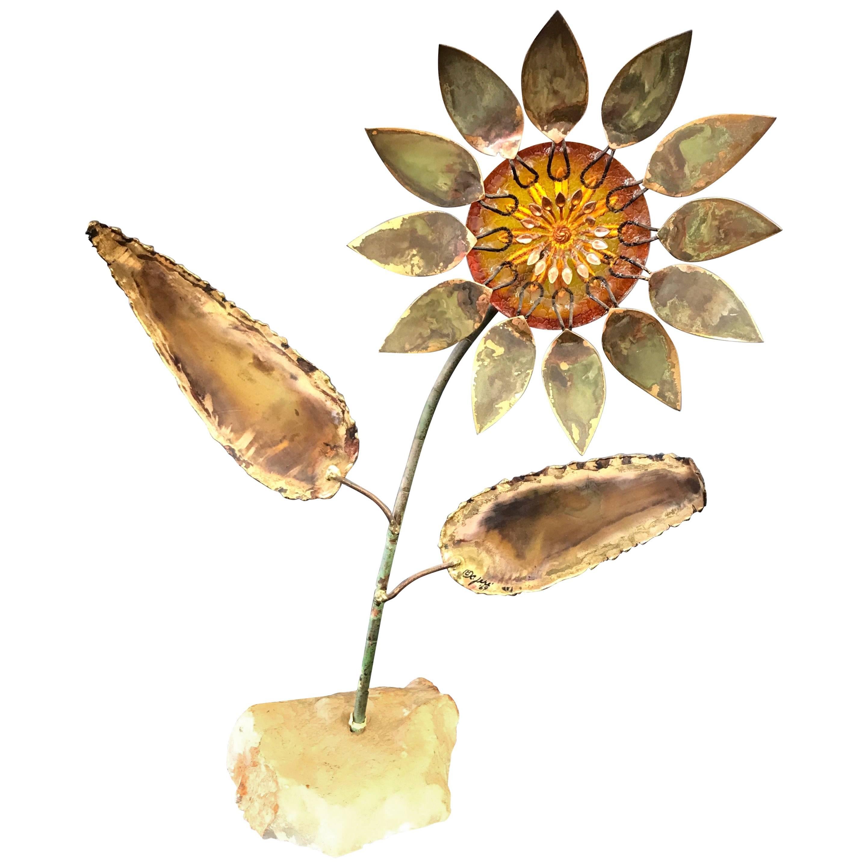 Curtis Jeré Metal and Resin Sunflower Sculpture