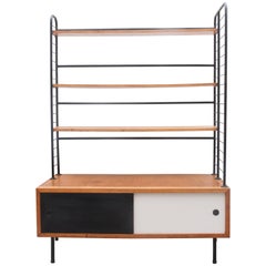 Midcentury Modern 1950s Bookcase, Modular Shelves in Style of Pierre Guariche