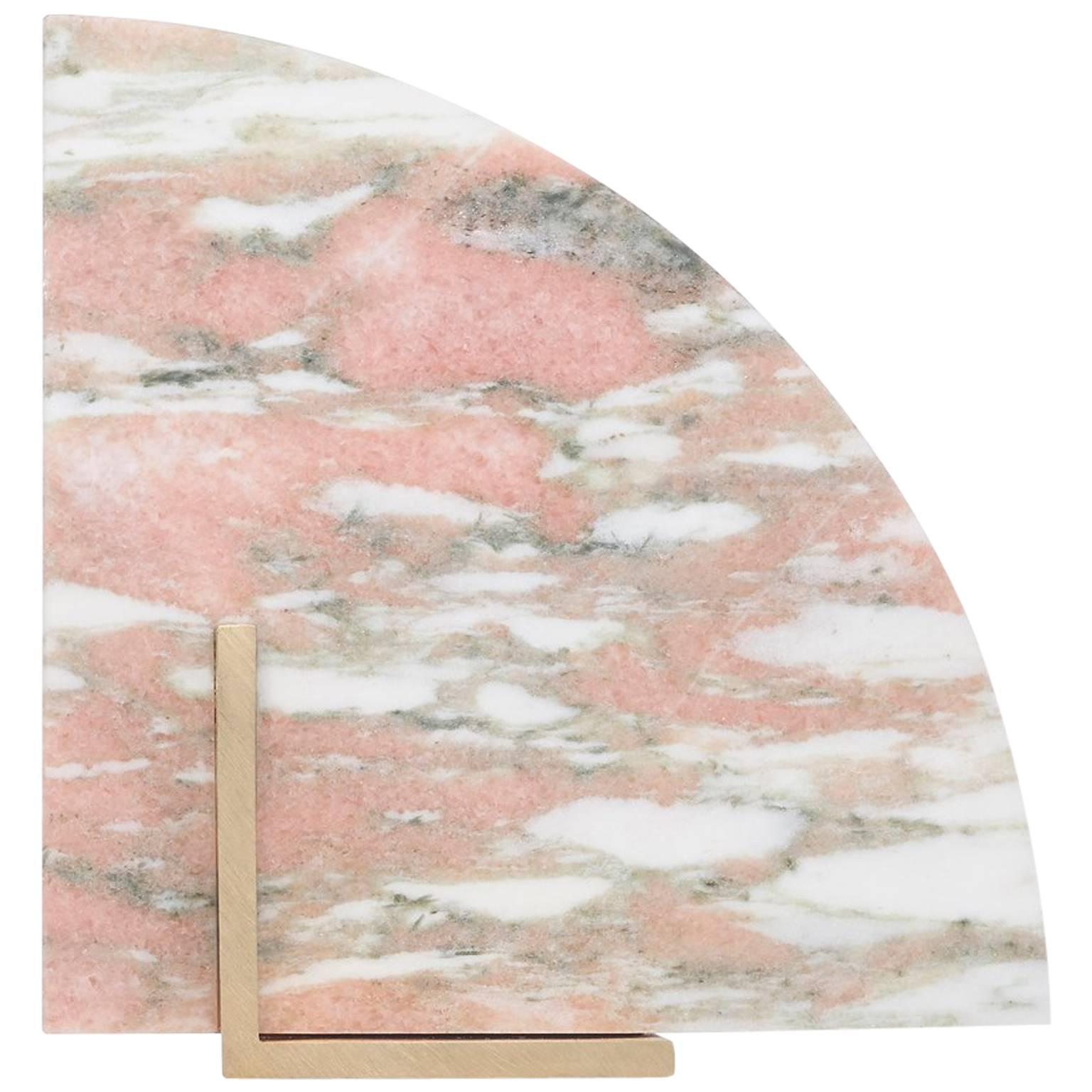 Curvy Bookend in Norwegian Rose Marble For Sale
