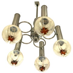 Mazzega mid-century Murano Chandelier glass Globes Handblown italian, 1970