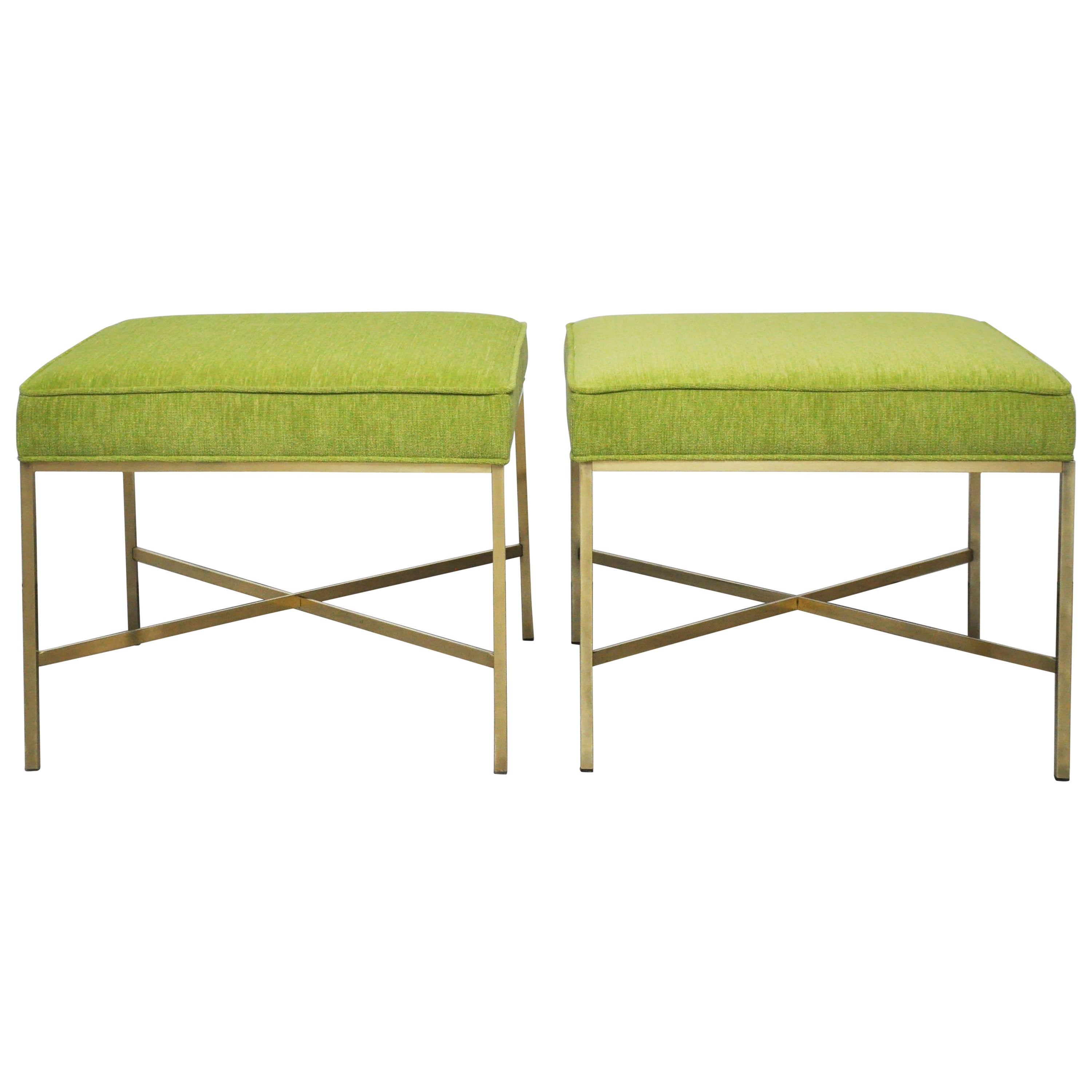 Italian brass Xbase stools at 1stDibs