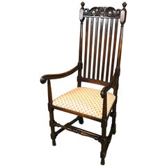William and Mary-Style 19th Century High Back Mahogany Captains Armchair