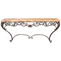 Neoclassical Style Wrought Iron and Marble Sideboard