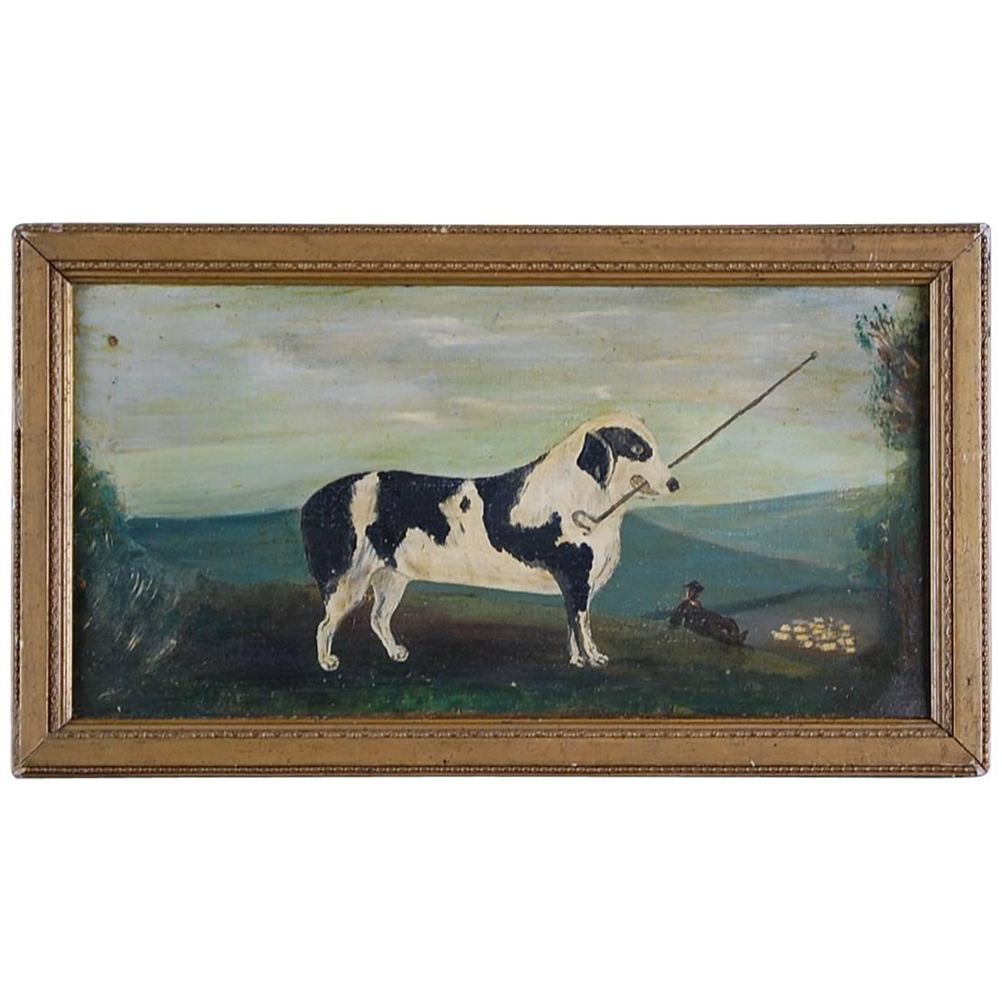 Naive Sheepdog Oil Painting on Canvas