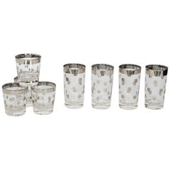 Set of Eight Dorothy Thorpe Barware Glasses with Polka Dot Design