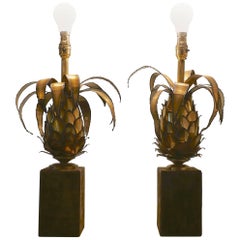 Pair of French Brass Pineapple Table Lamps