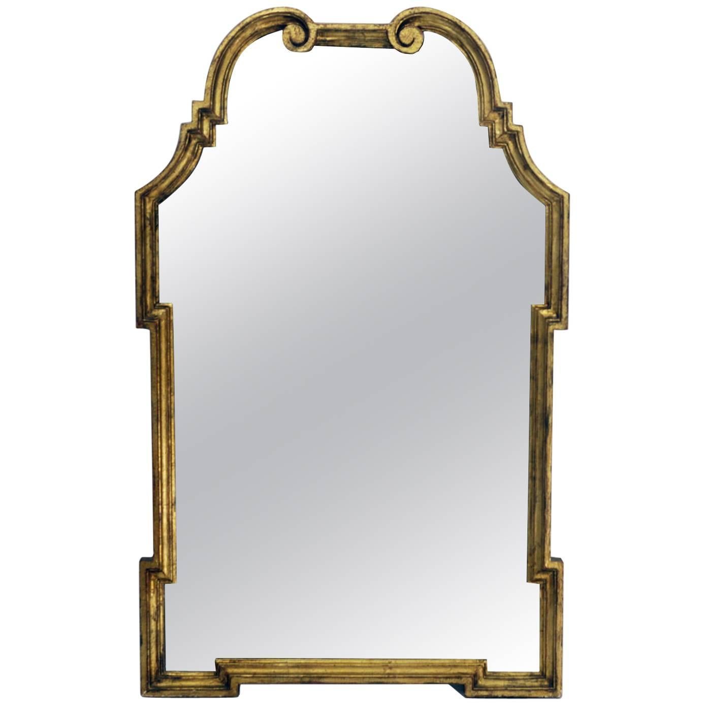 1960s Gilded Pediment Mirror by La Barge For Sale