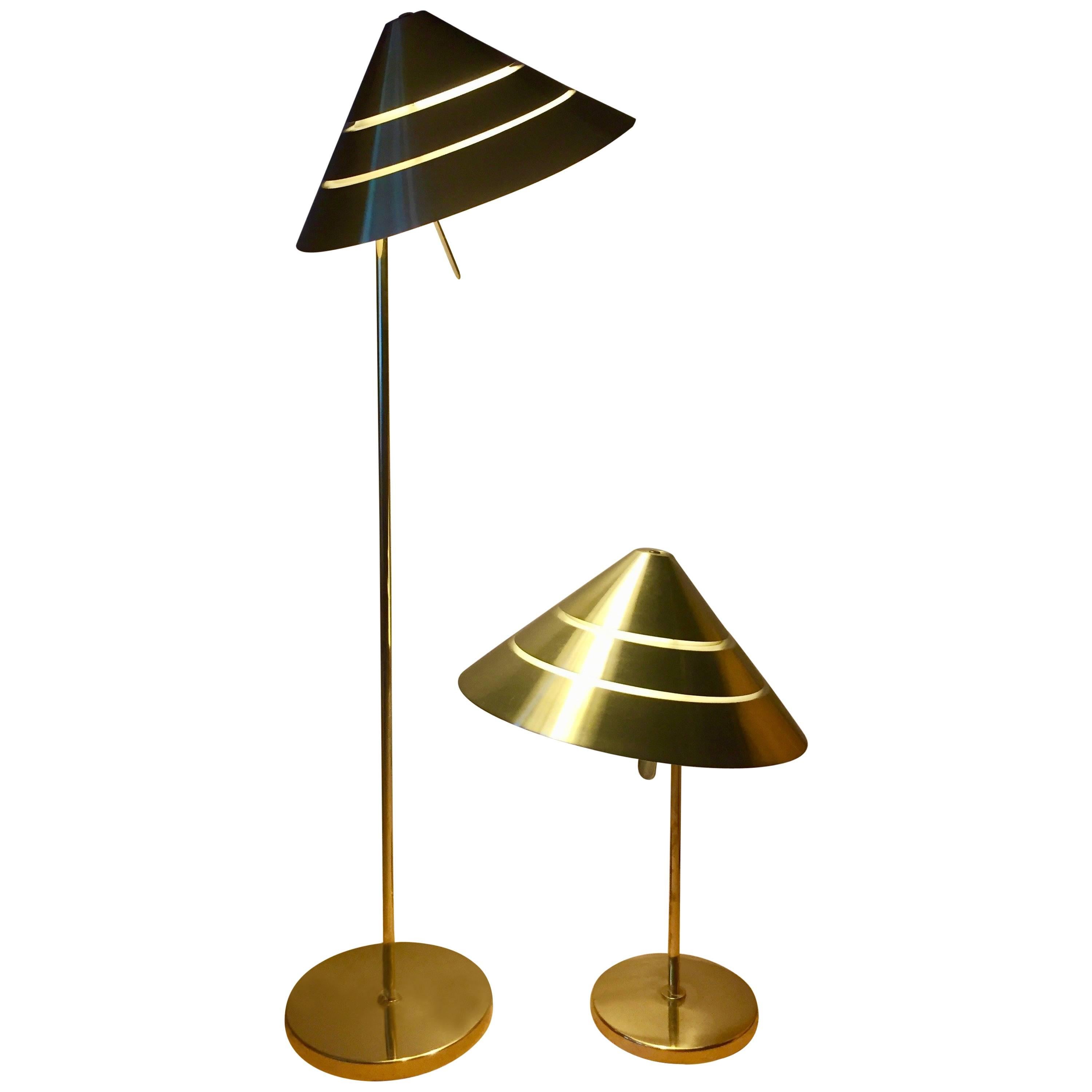 Rare Pair of Brass Floor and Table Lamp Hans Agne Jakobsson, 1960, G222/B298