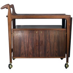 Vintage Arne Hovmand-Olsen Rosewood Bar Cart, circa 1960s