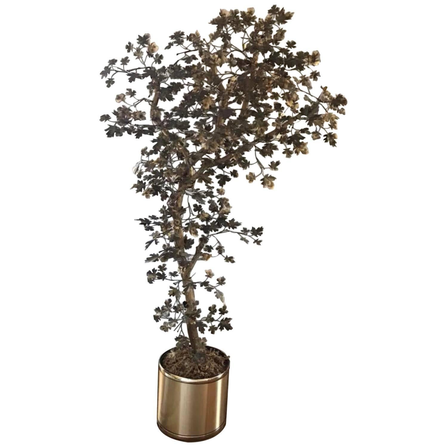 Midcentury Metallic Brass Tree Attributed to Curtis Jere