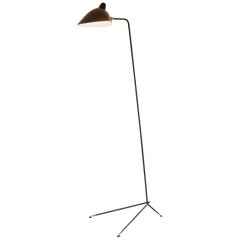 Serge Mouille Brass and Black Aluminum Mid-Century Modern Floor Lamp