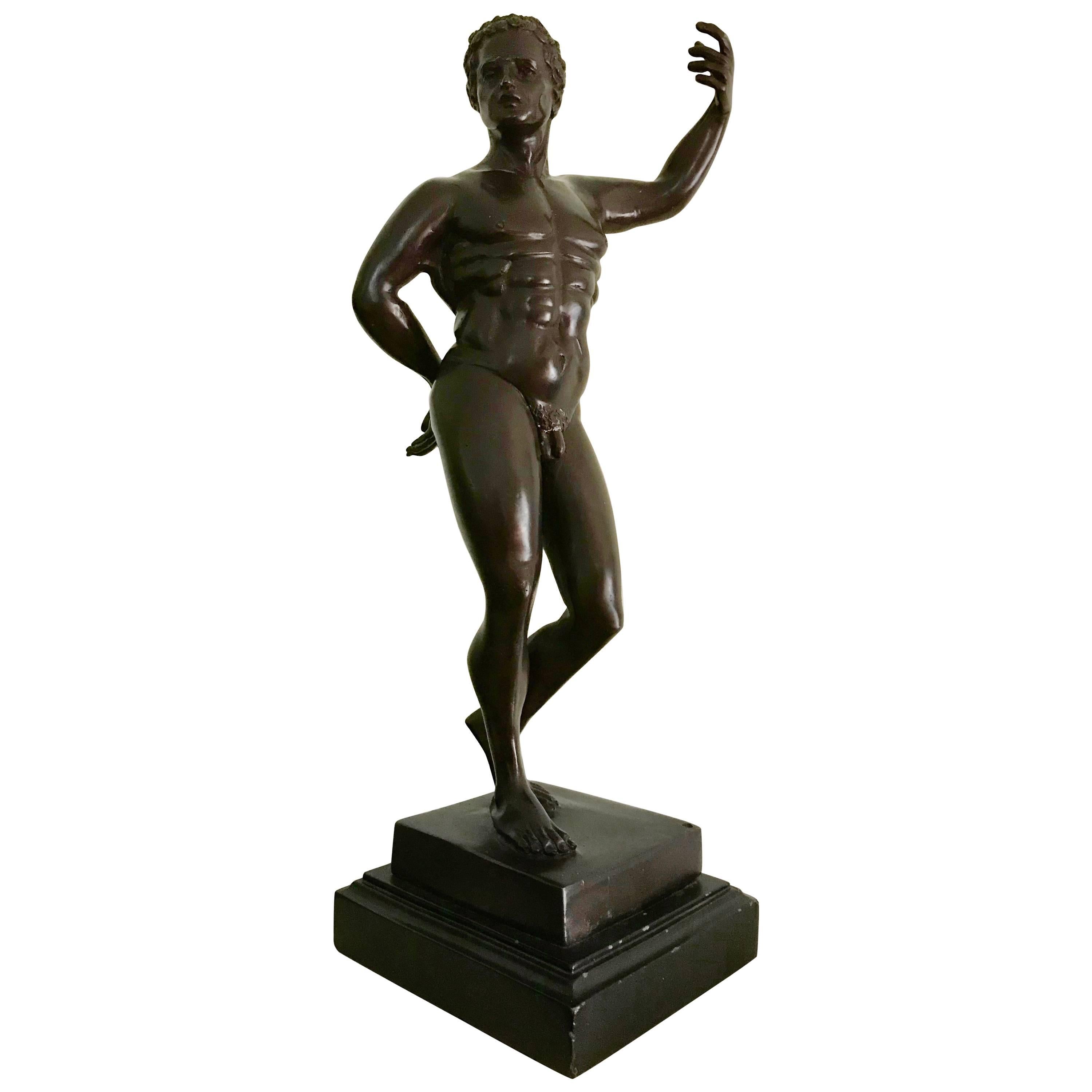 Grand Tour Bronze of a Standing Nude Warrior
