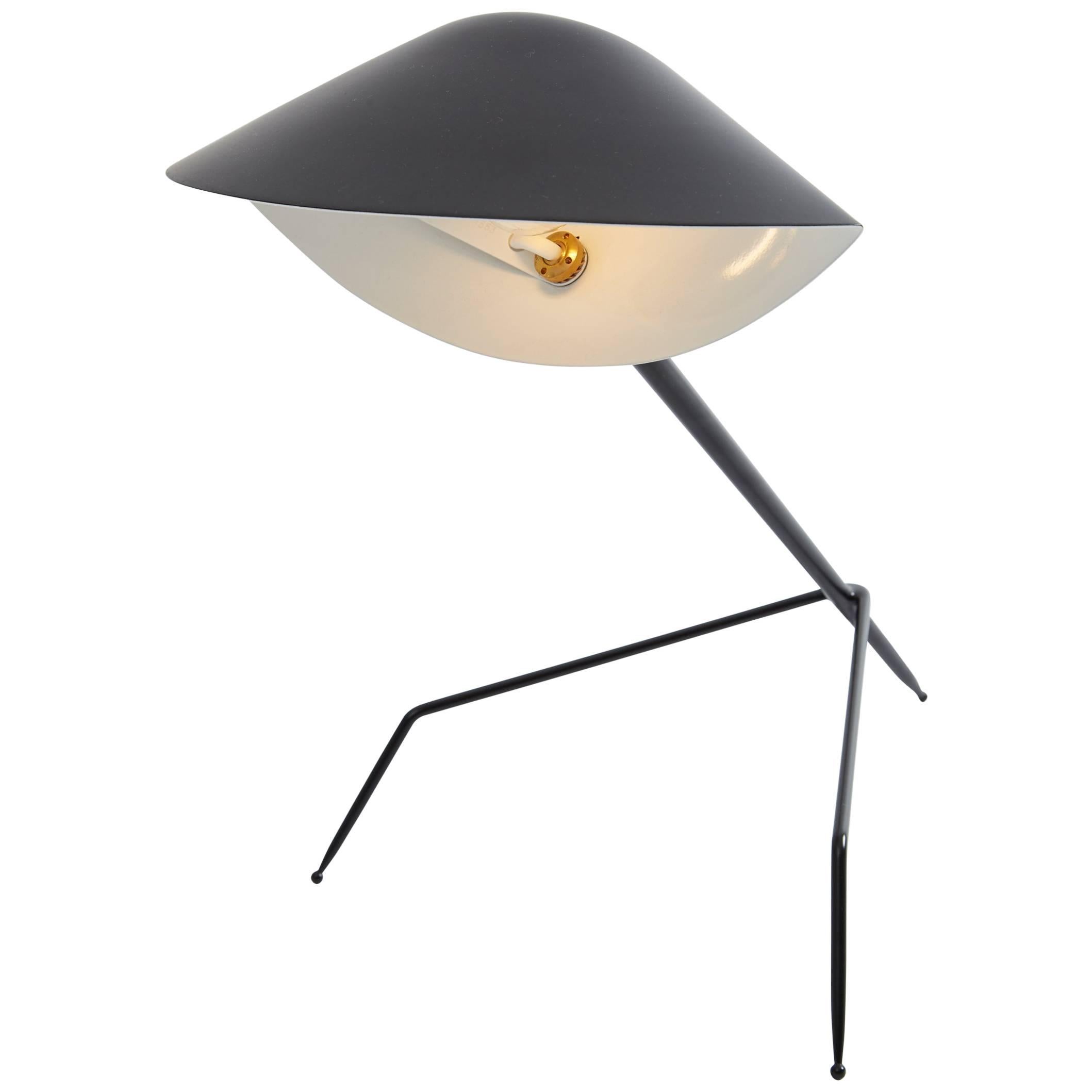 Serge Mouille Brass and Black Aluminium Mid-Century Modern Tripod Desk Lamp  For Sale