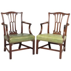 Pair of Fine Quality George III Period Mahogany Elbow Chairs