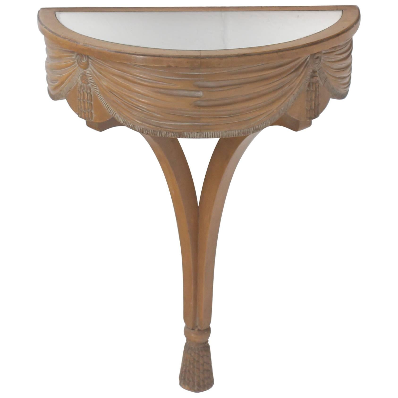 Art Nouveau Deco Mirror Top Carved Demilune Console Table