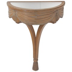Art Nouveau Deco Mirror Top Carved Demilune Console Table