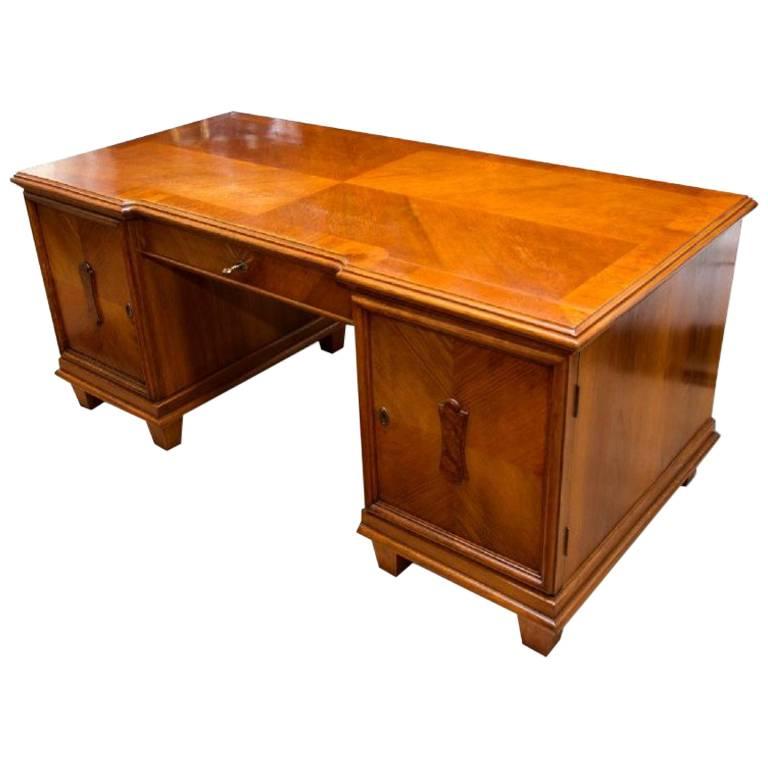Large European Art Deco Solid Oak Writing Desk 1920s Bohemia For Large European Art Deco Solid Oak Writing Desk 1920s Bohemia For