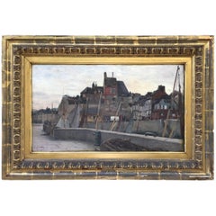 Emile Louis Mathon “The Lieutenancy at Honfleur” Oil Painting on Wood