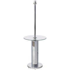 Lampadaire rond en chrome et verre pour table d'appoint