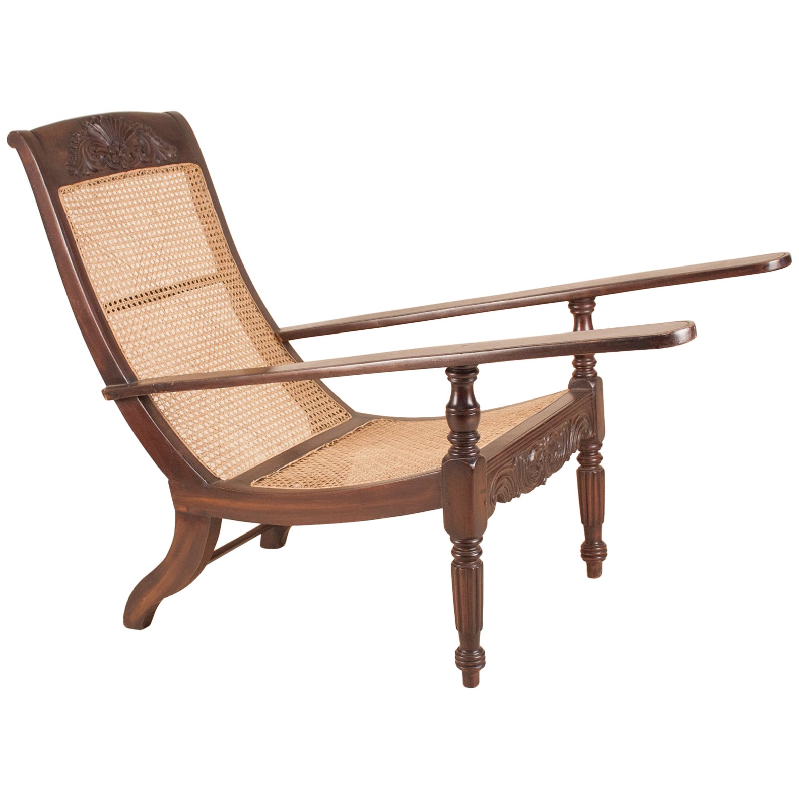 Antique Mahogany Caned Plantation Chair at 1stDibs