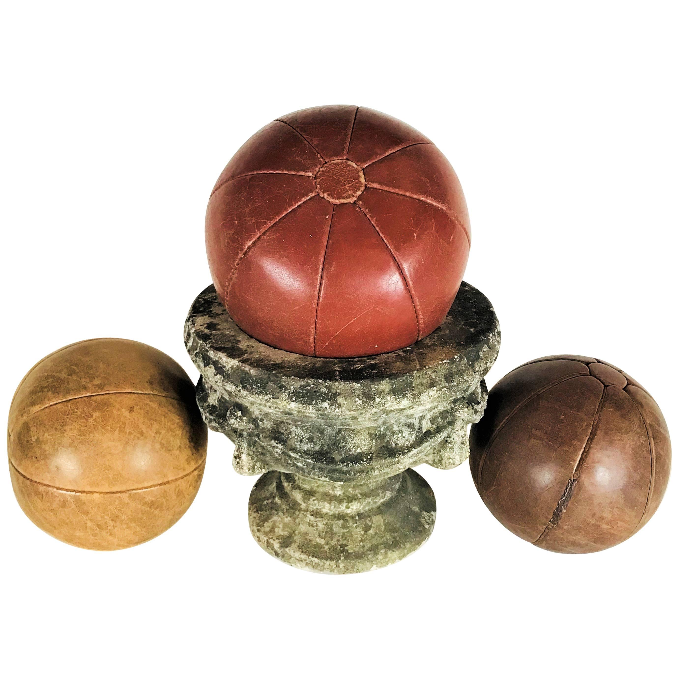 Three Vintage Leather Medicine Ball, Balls, 1920s-1930s, Germany