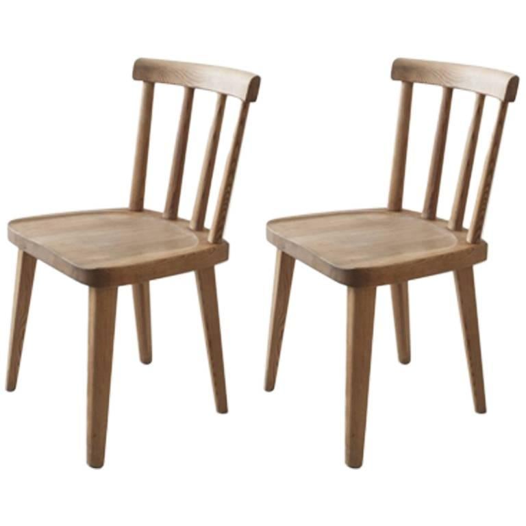 Swedish Stained Pine Wood Chairs Model “Uto” by Axel Einar Hjorth 1930s 